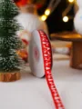 Rotolo di nastro rosso di Natale con motivo ad albero bianco e cervo per confezione - Base Rossa Albero e Cervo