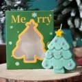 Candela profumata albero di natale con confezione regalo decorazione festiva casa - Albero di Natale Verde (Sale Marino e Salvia) / 1 Pezzo