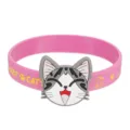 Rosa Silikon Katzen Armband mit schones Cartoon Design und Aufdruck fur Kinder Geschenke. - Rosa Stil (01)