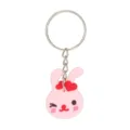 Süßer rosa Kaninchen Schlüsselanhänger mit roten Herzen, PVC Cartoon Tier Anhänger. - Hase Schlüsselanhänger