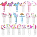 Süße PVC Cartoon Einhorn Metall Büroklammern große dekorative Lesezeichen für Schule und Büro - Zufällig Gemischt