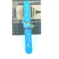 Niedliches blaues Kinder Silikon Klapparmband mit Einhorn und bunten Sternen Design. - Einhorn 11