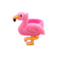 Cute pink flamingo silicone ring for kids, cartoon PVC soft rubber band and gift. - Pink