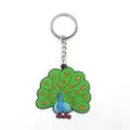 Porte-clés paon de dessin animé mignon avec pendentif en caoutchouc souple PVC et anneau. - Style 1