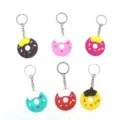 Buntes PVC Weichgummi Donut Schlüsselanhänger Set, süßer Cartoon Schlüsselring für Kinder Party. - Zufällige Mix-Schlüsselanhänger