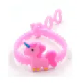 Süßes rosa Einhorn PVC Kinderarmband mit verstellbaren Herzlöchern im süßen niedlichen Stil - Einhorn 3-Loch Armband 03