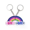 Porte-clés meilleur ami arc-en-ciel nuage en silicone mignon set pour cadeau de copines. - Porte-clés
