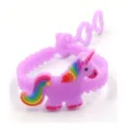 Schattige eenhoorn siliconen armband voor kinderen, verstelbaar hart PVC detail. - Eenhoorn 3-Gats Polsband 06
