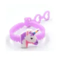 Kinderen schattige eenhoorn PVC armband detail foto, paarse verstelbare hart gesp sieraden. - Eenhoorn 3-Gats Polsband 08
