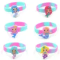 Colorful silicone wristbands with cute cartoon mermaid charms for kids and teens. - Mermaid Random Mixed Styles