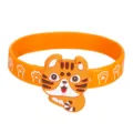 Süßes Cartoon Katzen Silikon Armband für Kinder, leuchtend orangenes Band mit Pfotenabdruck. - Orangener Slapband Stil (10)