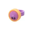 Anello simpatico a forma di panino al vapore cartone animato PVC gomma morbida gioiello - Viola