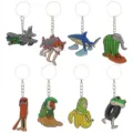 Creative PVC rubber keychain set, abstract bizarre animal plant design, funny bag pendant. - Keychain Set / 8 Pieces/Pack