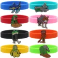 Colorful PVC rubber creative silicone bracelet with bizarre cartoon charms set for party gifts - Bangle Bracelet Set / 8 Pieces/Pack