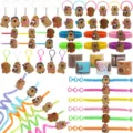 Niedliche Cartoon Capybara Schlüsselanhänger PVC weiche Gummi Armbänder Kinder Spielzeug Set - Murmeltier Spiel Set / 54-teiliges Set