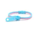 Bracciale Con Cerniera Bicolore Bambini Moda Giocattolo Antistress Amicizia Regalo Top - Rosa + Blu
