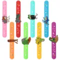 Colorful PVC slap bracelets with funny abstract cartoon charms, creative novelty gifts. - Star Slap Bracelet Set / 8 Pieces/Pack