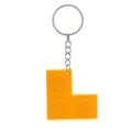 Yellow PVC building block keychain, creative L-shaped brick pendant with metal ring. - L-Shaped / Yellow
