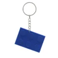 Blue 2x3 brick style silicone keychain with metal ring, cute toy bag pendant accessory. - Rectangle (2x3 Block) / Blue