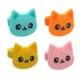 Süße Cartoon Katze Silikonringe Set aus vier bunten Kinder Schmuck Zubehör Artikel - Katzen Ring Set