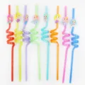 Colorful PVC mermaid curly drinking straws set, creative party decoration kids gifts. - 8 Pieces/Pack / Multicolor