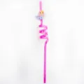 Cute pink PVC curly straw with a lovely mermaid charm, perfect for kids party decoration drinks. - Pink