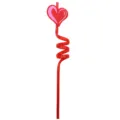 Detalle de paja de corazon de plastico rojo, pajita espiral creativa para fiesta y evento. - Estilo de San Valentín 01