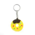 Cute cartoon donut keychain PVC dessert key ring bag car pendant accessory lovely gift. - Yellow