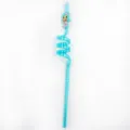 Creative blue PVC curly drinking straw featuring a cute mermaid charm for kids party supplies. - Light Blue