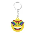 Bunter Regenbogen Smiley Schlüsselanhänger Süßer Silikon Schlüsselring Taschenanhänger - Lächelnder Stern