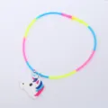 Bunte Silikon Einhorn Halskette für Kinder, süsser PVC Anhänger modischer Kinderschmuck. - Einhorn Halskette 01