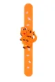 Süsser Cartoon Dinosaurier Klapparmband Detailansicht, bunte Silikon Kinder Spielzeug. - Orange (Dinosaurier Kleiner Druck 06)