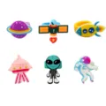 Kinder Weltraum Thema PVC weiche Gummi Ringe Set, süße Cartoon Planet Rakete Astronaut. - Zufällige Mix-Ringe