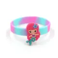Colorful cartoon mermaid silicone bracelet variant in pink and cyan tie-dye style. - Mermaid Style 5