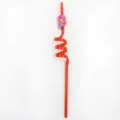 Creative PVC mermaid curly straw for children party decoration, fun red plastic drinking straw. - Red