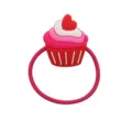 Süßes Cupcake Herz Haargummi für Kinder, rosa PVC Haarband Zopfgummi Haarschmuck für Alltag. - Valentinstag Haargummi 04