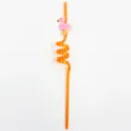 Creativa paja para beber de PVC flamenco, pajita espiral colorida para fiestas infantiles. - Naranja