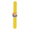 Cute cartoon deer slap bracelet detail, yellow silicone wristband with adorable animal charm for kids. - Style 01 (Deer)
