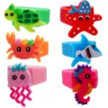 Cute cartoon sea animal silicone rings set, colorful marine creature toy rings for kids. - Random Ocean Animal Ring