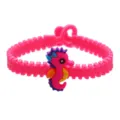 Leuke roze PVC ritsarmband voor kinderen met schattig cartoon zeepaardje charm - Roze Zeepaardje (Stijl 05)