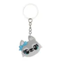 Süßer Cartoon Katze PVC Schlüsselanhänger mit blauer Schleife und Metallring für Autoschlüssel. - Süßer Haustier Schlüsselanhänger 01