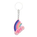 PVC rainbow cloud BFF keychain with metal ring cute bag pendant friendship gift accessory detail - Pink