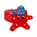Cute cartoon starfish ring for kids, red PVC soft rubber toy finger ring, ocean style. - Starfish Ring