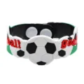 Kids soccer slap bracelet PVC wristband party toy detail view showing textured football design. - Soccer PVC Bracelet
