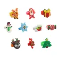 Cute Christmas rubber rings set, featuring Santa, snowman, and reindeer toy gifts. - Mixed Style