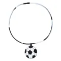 Kids sports football necklace with black white silicone cord and PVC soccer pendant detail. - Soccer Necklace