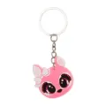 Detailopname van de roze katten-sleutelhanger van zacht PVC met strik en metalen ring. - Schattige Huisdier Sleutelhanger 04