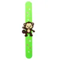 Green cartoon monkey slap bracelet with cute star patterns, perfect children toy wristband. - Green Monkey Slap Bracelet