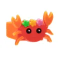 Detailed view of cute cartoon crab ring, colorful PVC soft rubber children toy ring design. - Crab Ring