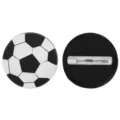 Detailed view of the cute football PVC soft rubber brooch pin, showing front and back design. - Football Brooch